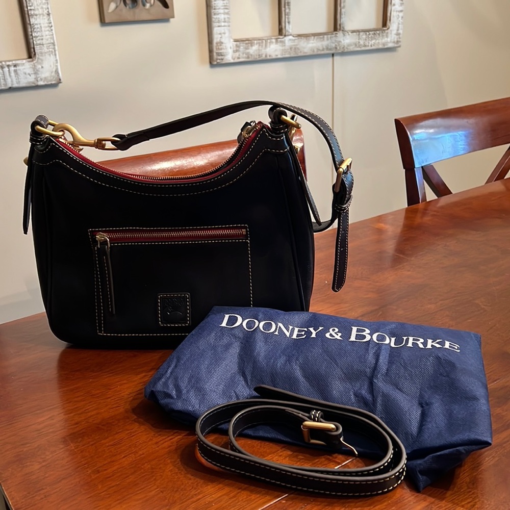 Dooney & Bourke Florentine Italian Leather Crossbody Hobo in Navy.